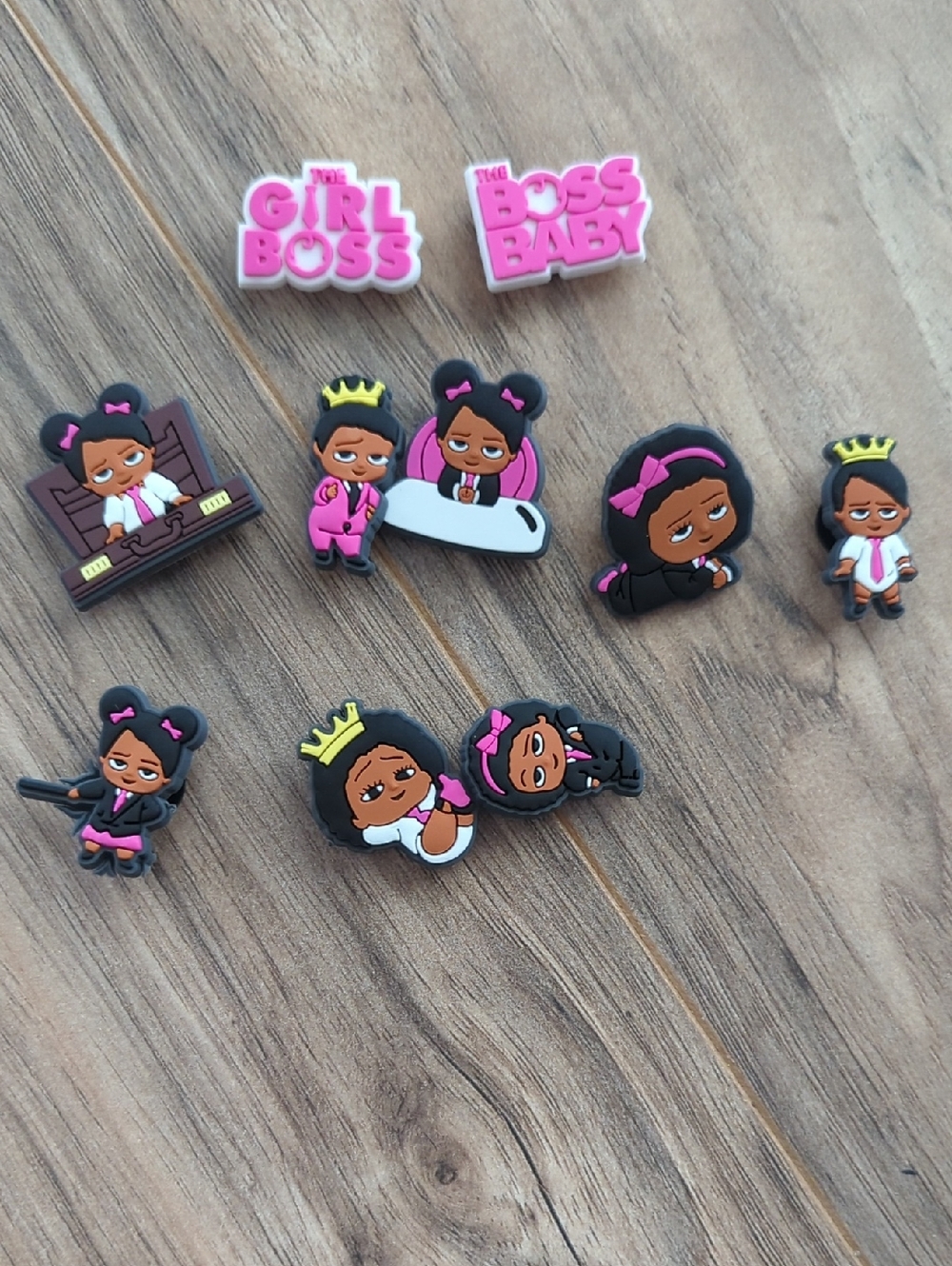 Girl Boss Baby Boss Shoe Charms - Pink and Black Kids Toy Accessories Croc Charm